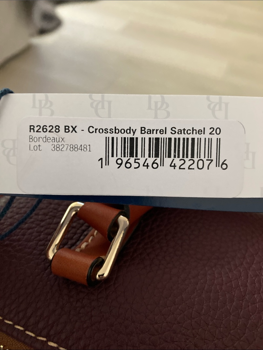 Dooney & Bourke Mini Barrel Crossbody Bordeaux Leather (R2628 BX) - Picture 10 of 10